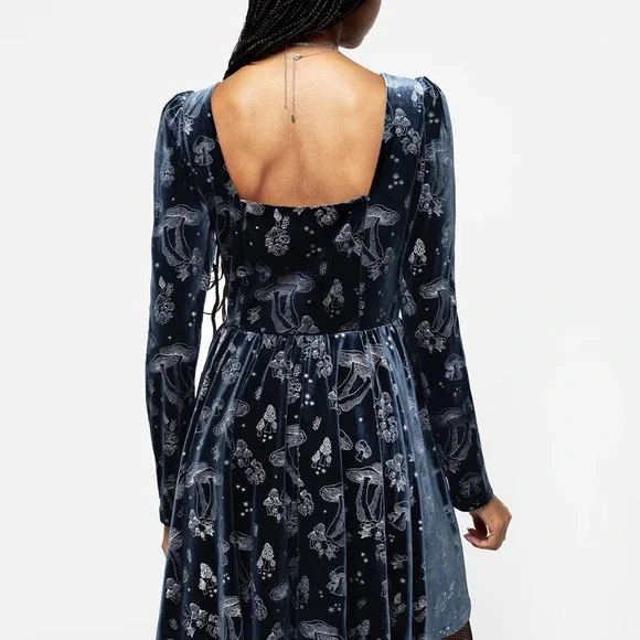 Disturbia Faefire Foil Print Velour Cut Out Mini Dress - Picture 4 of 5